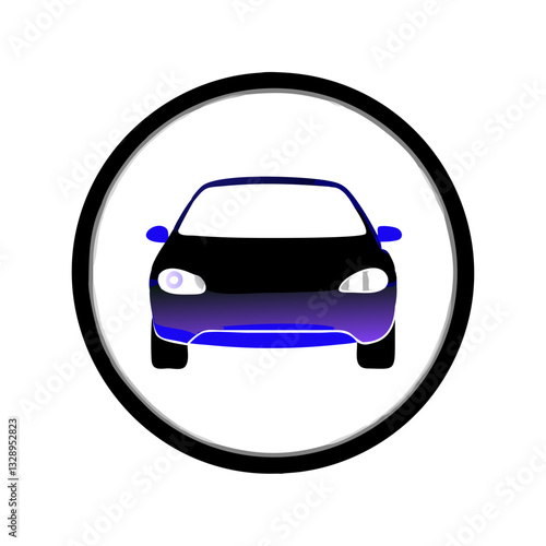 Black sports car icon in circular frame