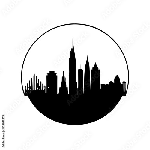 Black and white city skyline silhouette