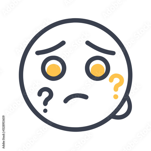 Worried face with yellow question mark