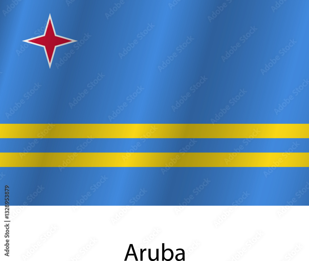 Flag of the country Aruba on a white background Flag of the country Aruba on a white background