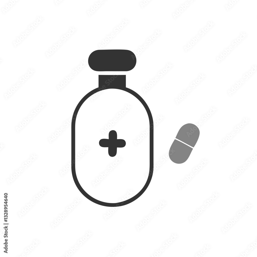 Obraz premium Simple medicine bottle with a pill