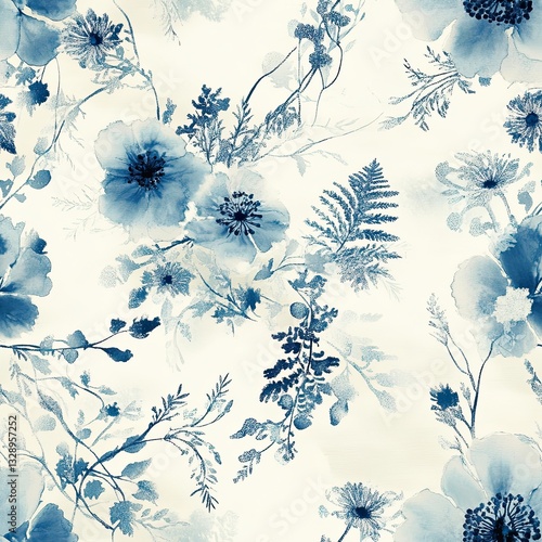 Elegant Shibori Floral Pattern Intricate Botanical Motifs for Textile Design
