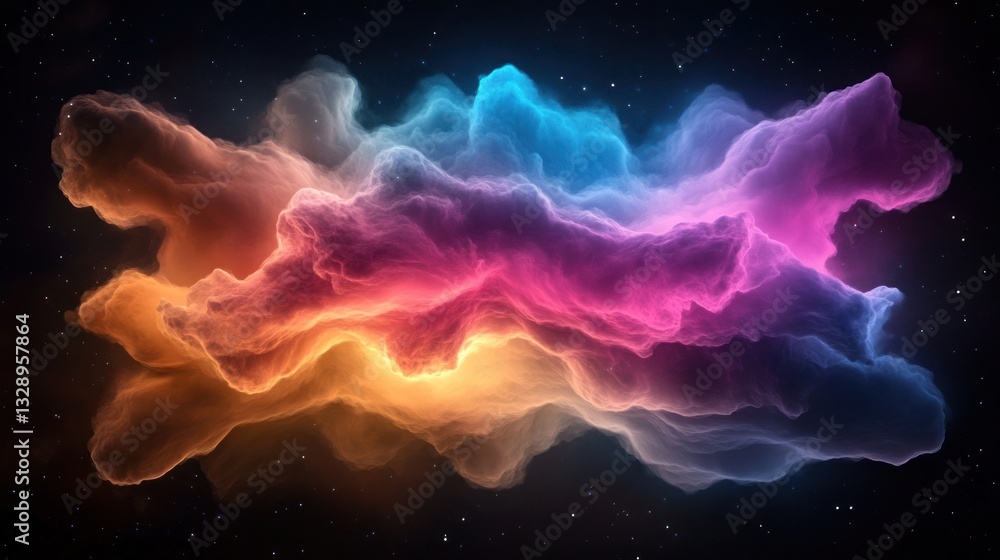 Luminous cosmic nebula with swirling colors and space textures Luminous cosmic nebula with swirling colors and space textures