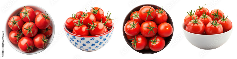 An assortment of various shapes sizes and ripeness levels of fresh vine grown tomatoes arranged in bowls showcasing the vibrant colors and natural beauty of this healthy nutritious produce An assortment of various shapes sizes and ripeness levels of fresh vine grown tomatoes arranged in bowls showcasing the vibrant colors and natural beauty of this healthy nutritious produce