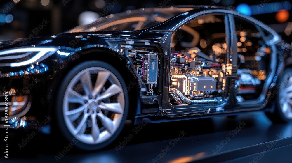 Obraz premium Detailed Cross-Section Model of Modern Electric Vehicle Components