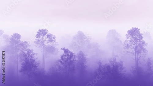 A misty purple forest gradient background. Featuring soft purples, cool blues, and deep greens