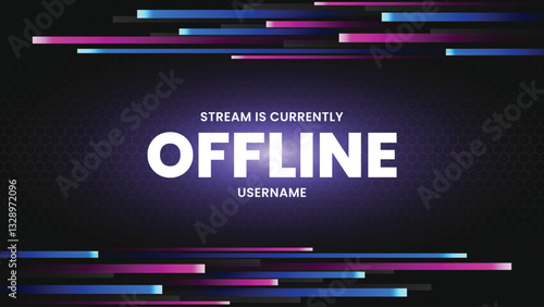 Offline streaming banner design. Modern gaming streaming overlay template. Currently offline twitch banner. Vector illustration