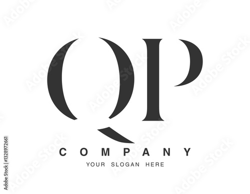 QP logo design. Initial letter q and p serif font style. Creative classic company name typography. Trendy logotype or identity.