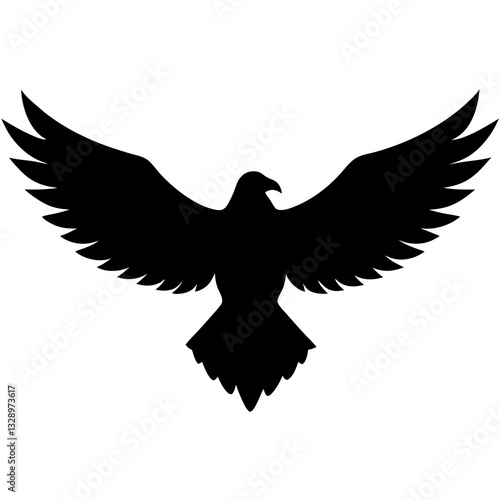 a sharp and clean black silhouette of an eagle soaring with its wings fully spread 