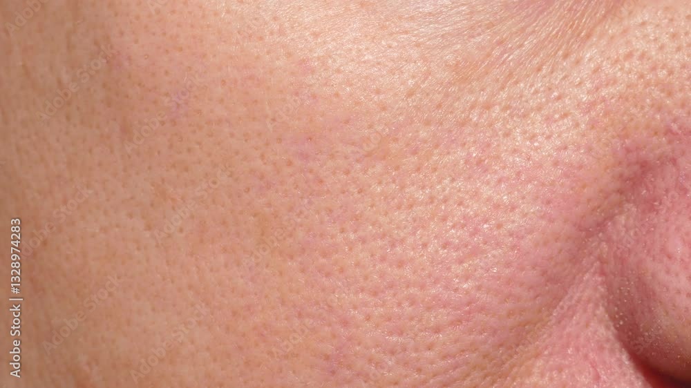 Human skin close-up. The flabby skin of an old woman with wrinkles and pores. Problems of aging. Human skin close-up. The flabby skin of an old woman with wrinkles and pores. Problems of aging.