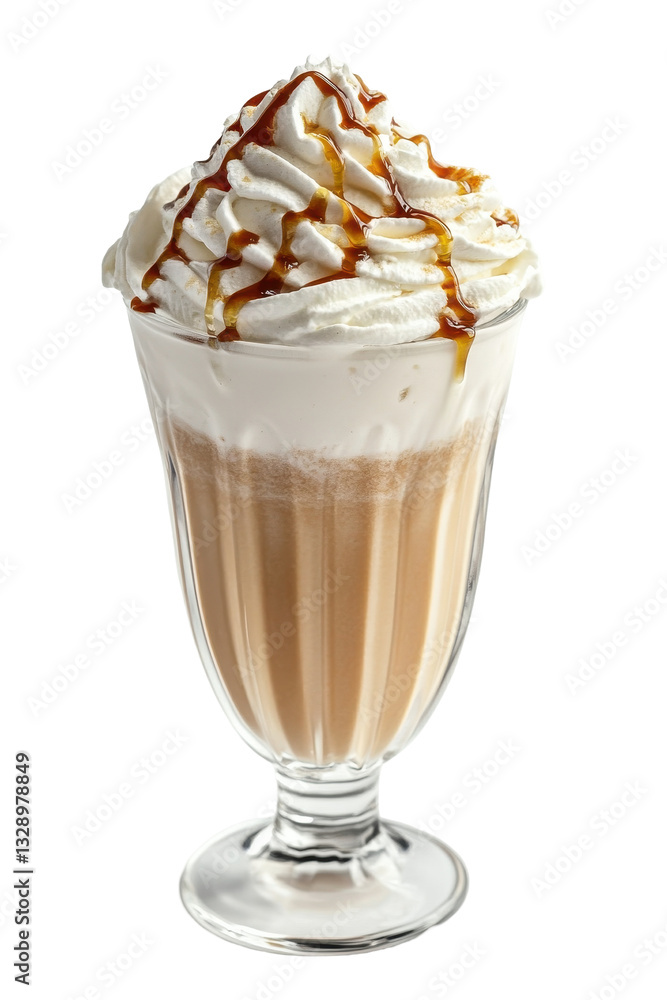 Isolated Milkshake with Whipped Cream and Caramel Topping Isolated Milkshake with Whipped Cream and Caramel Topping