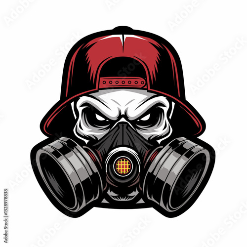 man wearing gas mask