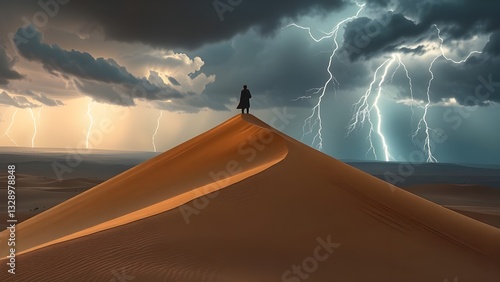 Thunderstorm Over a Desert Landscape