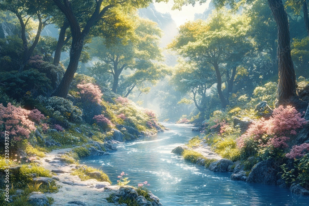 fantasy garden landscape with whimsical trees and pastel foliage dreamlike atmosphere digital art fantasy garden landscape with whimsical trees and pastel foliage dreamlike atmosphere digital art