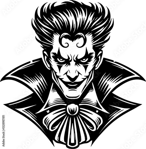 joker, clown, man, psycho, evil, bad, comic, character, vector, illustration, logo, eps