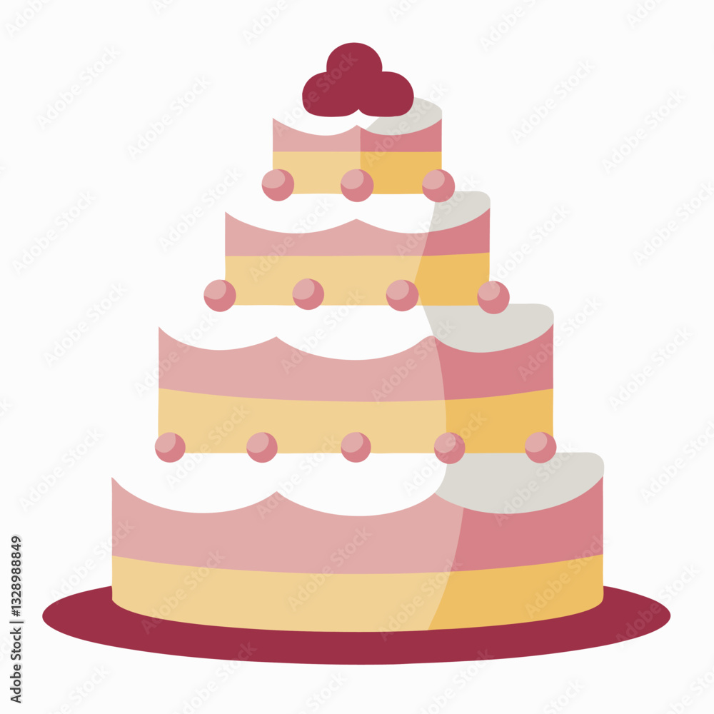 Three-tiered wedding-vector-on-white-background. Three-tiered wedding-vector-on-white-background.