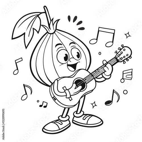 Vector set of cute fruits. Coloring book for kids and digital line art