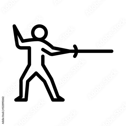 people fencing with outline style icon 
