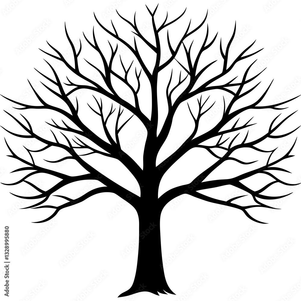 Obraz premium A simple winter tree silhouette on white background