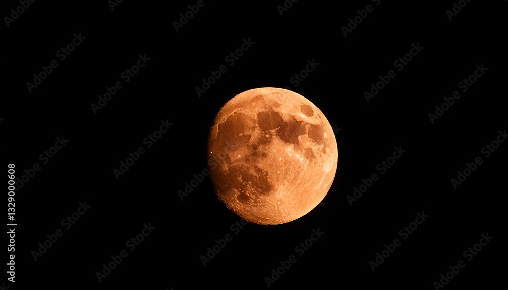 Obraz premium Dramatic eclipsed moon with deep reddish hue against black sky.