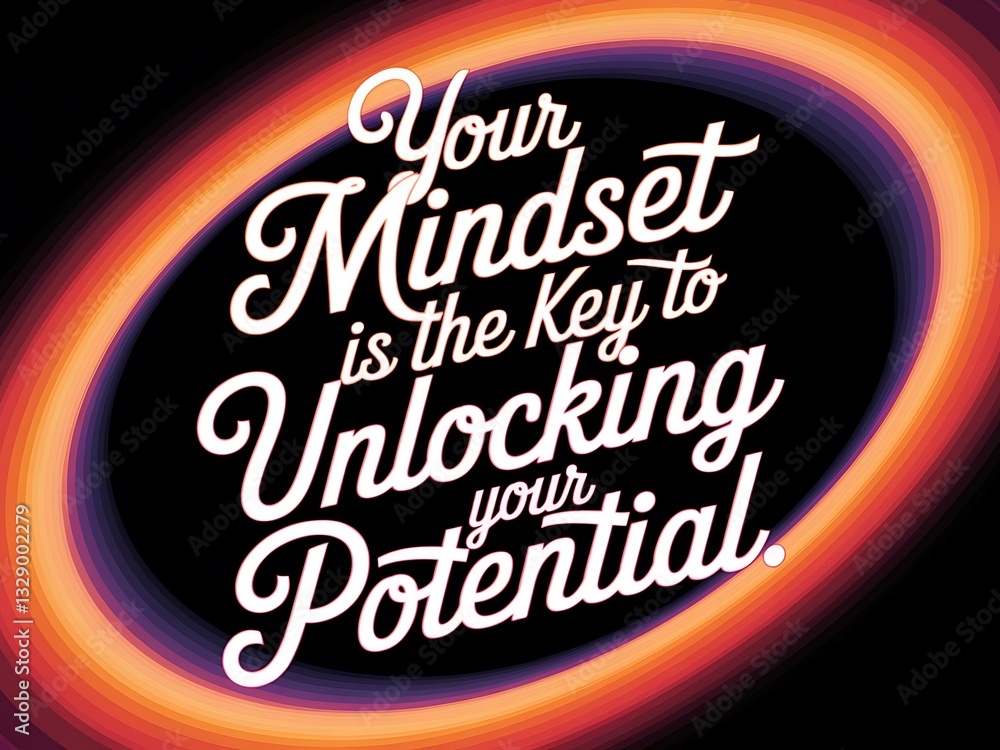 Your mindset is the key to unlocking your potential. Typography and Colorful Background Motivational Quote T-shirt Design Illustration Your mindset is the key to unlocking your potential. Typography and Colorful Background Motivational Quote T-shirt Design Illustration