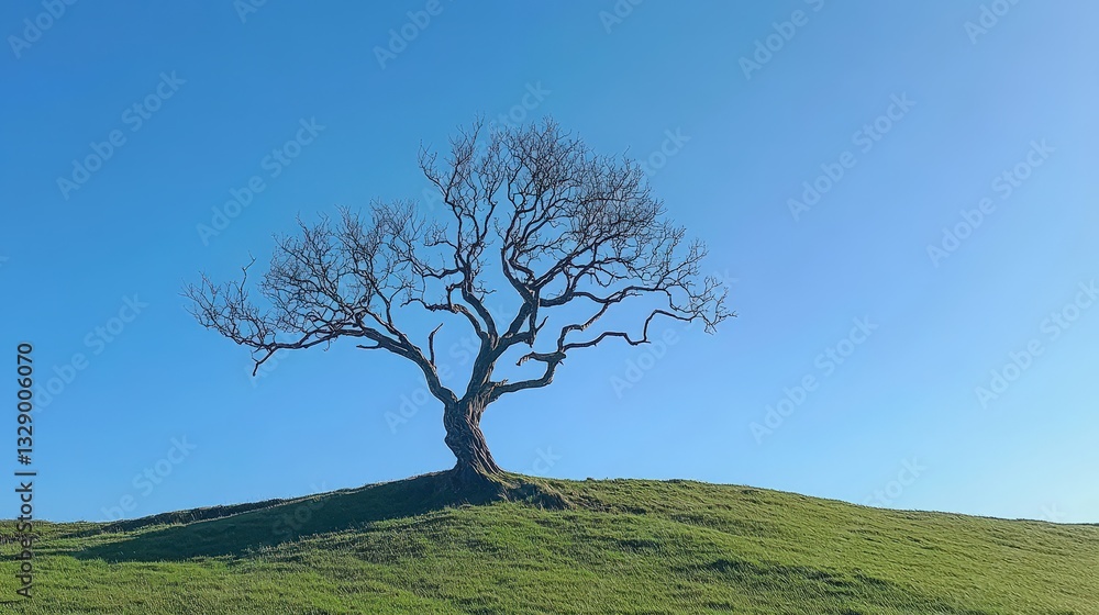 Lush green grass blankets a serene hill under a vivid azure sky, creating a tranquil natural landscape. Vibrant greens meet deep blues for an idyllic escape Lush green grass blankets a serene hill under a vivid azure sky, creating a tranquil natural landscape. Vibrant greens meet deep blues for an idyllic escape