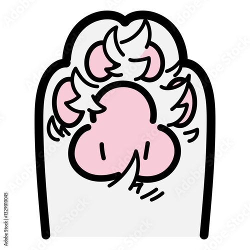 ぼさぼさの毛がはみ出している肉球_手描き_ベクター素材