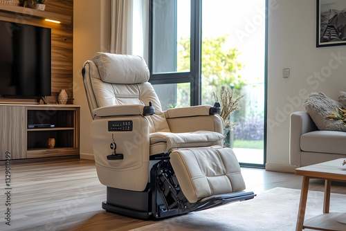 Motorized Lift Chair in Living Room Providing Easy Standing Assistance for Seniors