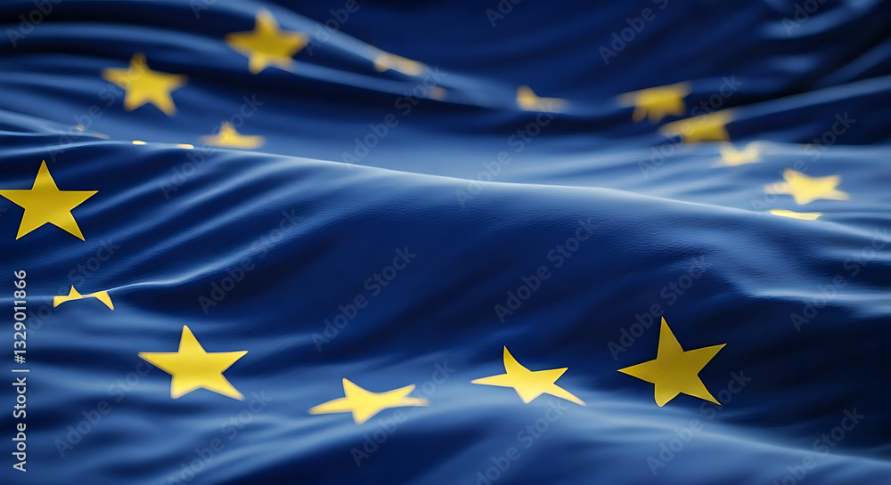 Banner with the Flag of the European Union fluttering softly with wavy movements.Use it for national day and country occasions concept. AI generated. Copy space Banner with the Flag of the European Union fluttering softly with wavy movements.Use it for national day and country occasions concept. AI generated. Copy space