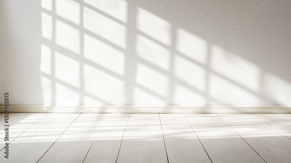 A large, empty room with a window that lets in a lot of light. The room is mostly white, with a few wooden accents. The sunlight streaming in through the window creates a warm, inviting atmosphere A large, empty room with a window that lets in a lot of light. The room is mostly white, with a few wooden accents. The sunlight streaming in through the window creates a warm, inviting atmosphere