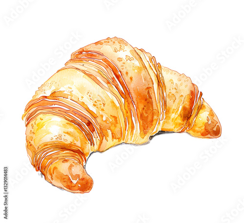 croissant watercolor food illustration isolated in transparent background