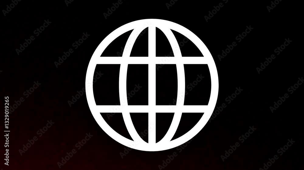 A white globe on a black background, featured in an abstract motion graphic design. A white globe on a black background, featured in an abstract motion graphic design.