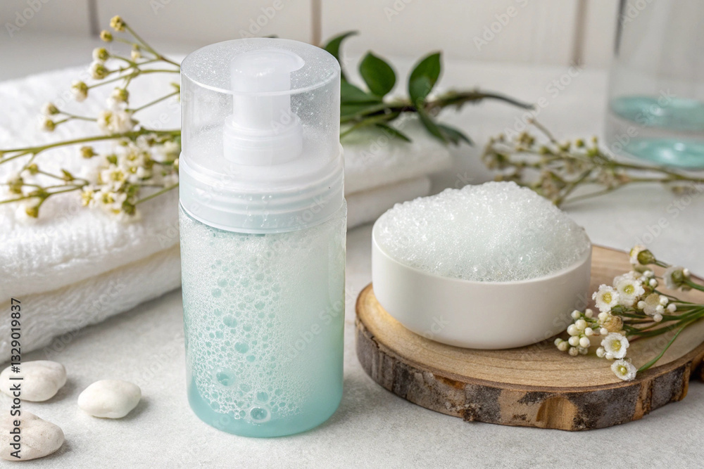 Gentle foaming facial wash in frosted container Gentle foaming facial wash in frosted container