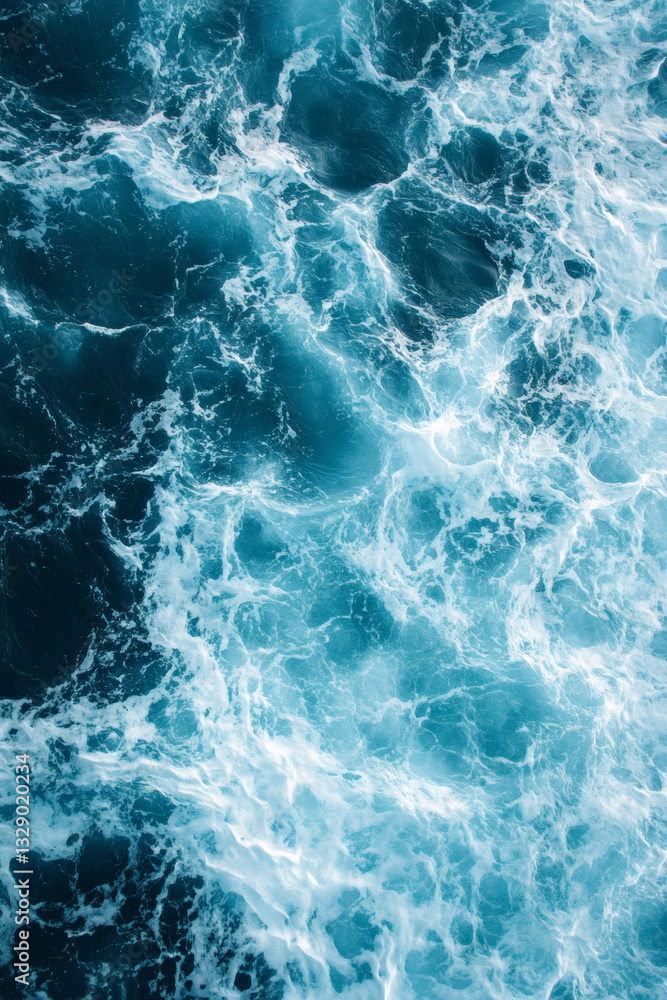 Pure Blue Turquoise Ocean Water Texture with Waves and Foam Pure Blue Turquoise Ocean Water Texture with Waves and Foam