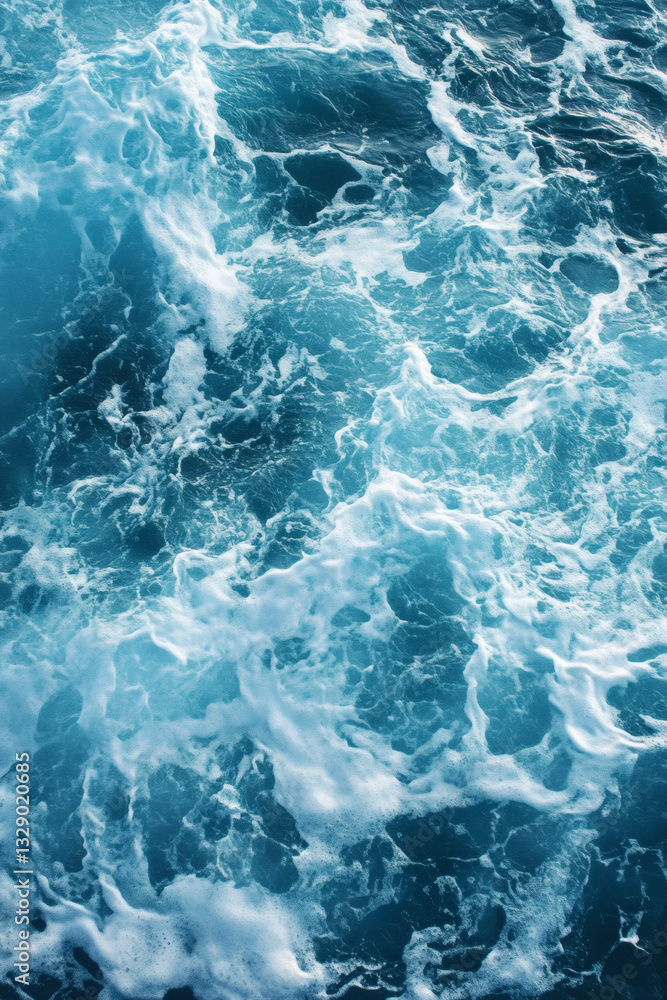 Pure Blue Turquoise Ocean Water Texture with Waves and Foam Pure Blue Turquoise Ocean Water Texture with Waves and Foam