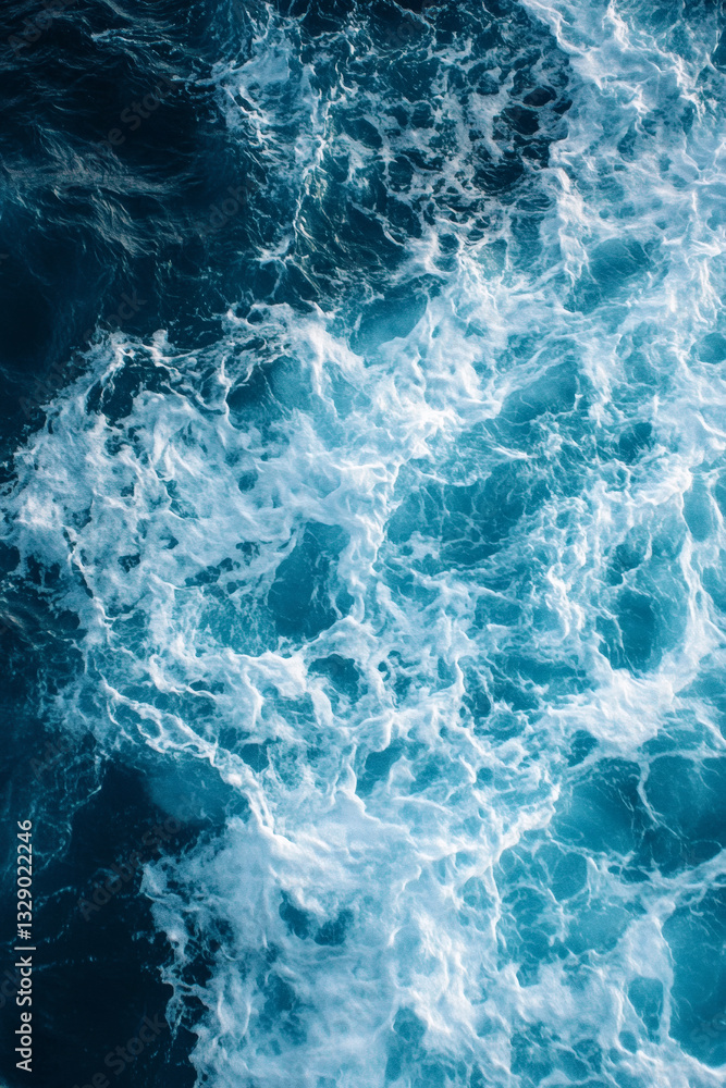 Pure Blue Turquoise Ocean Water Texture with Waves and Foam Pure Blue Turquoise Ocean Water Texture with Waves and Foam