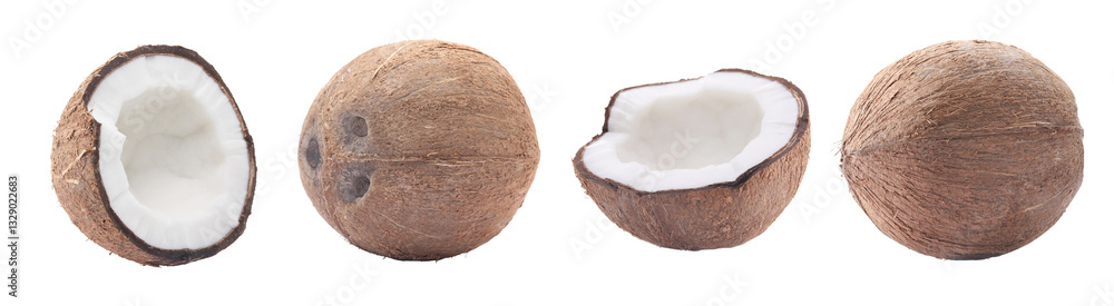 Fototapeta premium Set of fresh coconuts isolated on white