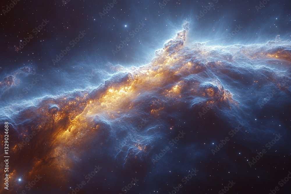Fototapeta premium Stunning view of a vibrant nebula showcasing glowing gas and stars in the cosmos