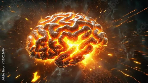 Creativity concept with a brain exploding in colors. Mind blown concept