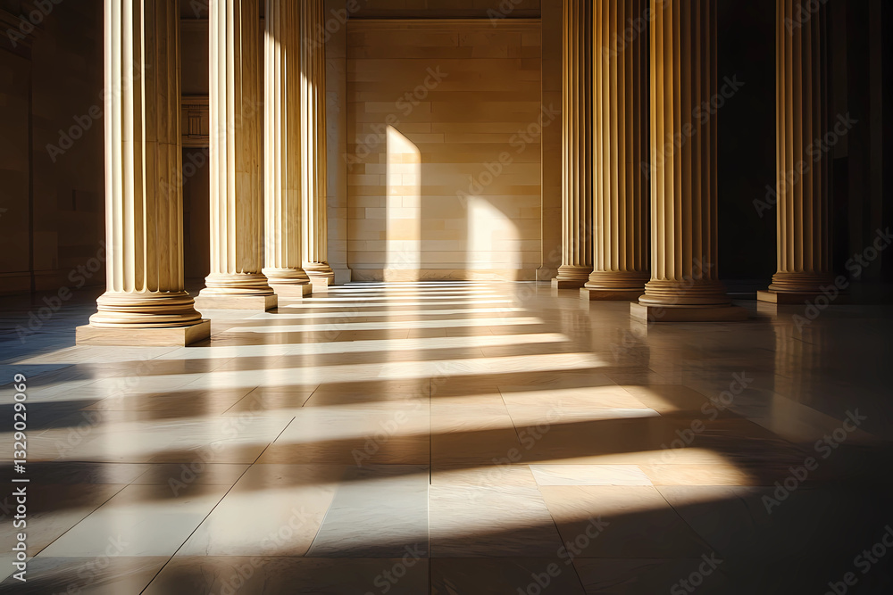 Witness the Golden Elegance of Sunlight Streaming Through an Empty Hall Evoking Serene Timeless Moments Witness the Golden Elegance of Sunlight Streaming Through an Empty Hall Evoking Serene Timeless Moments