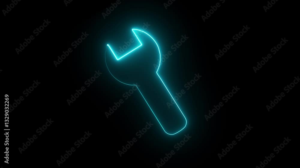 Glowing neon line setting icon with spinning gears icon . Glowing neon line setting icon with spinning gears icon .
