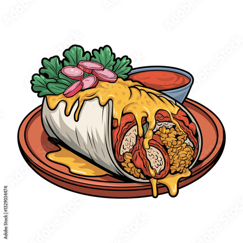 Smothered Chicken Burrito with Cheesy Sauce