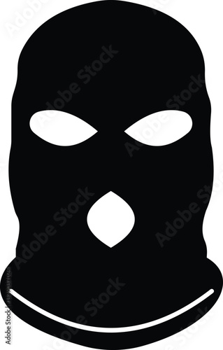 Criminal mask and Bandit icon, black flat design, isolated on white background