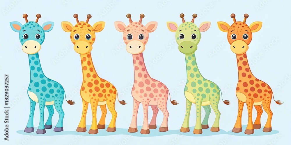 Fototapeta premium Cartoon Giraffe Drawings for Kids