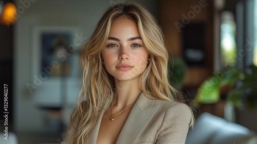 Close-up portrait of a young woman with shoulder-length blonde hair. The image features a shallow depth of field, blurring the background and focusing attention on the subject's face and upper body. Free Download Close-up portrait of a young woman with shoulder-length blonde hair. The image features a shallow depth of field, blurring the background and focusing attention on the subject's face and upper body. - GFXLoad