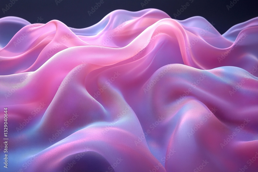 Obraz premium Colorful waves of translucent fabric flow softly in beautiful shades and light