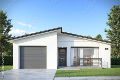 rendering of single story house with garage