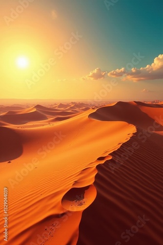 Wallpaper Mural Sun-baked dunes stretch endlessly under a harsh sky, windblown, orange Torontodigital.ca