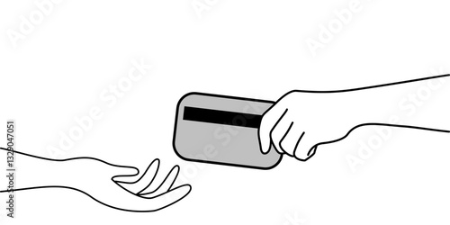 vector hand holding receiving and giving credit or debit card isolated on white