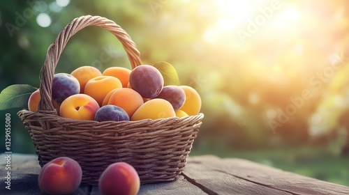 Obraz na płótnie Bright sunny summer image of figs, peaches and apricot w salonie